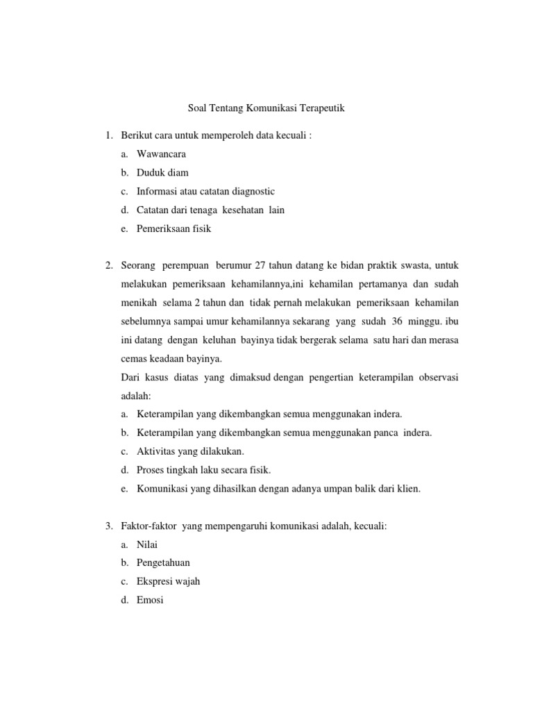 Soal Tentang Komunikasi