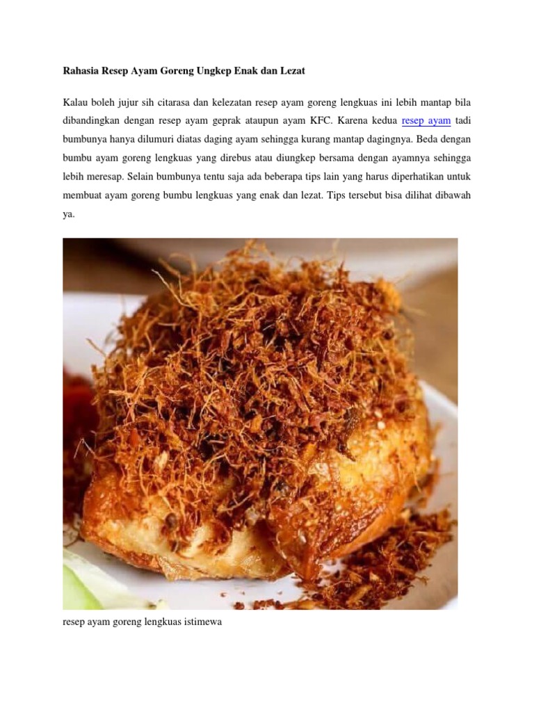 Resep Bumbu Ungkep Ayam Dan Cara Membuatnya Club Masak