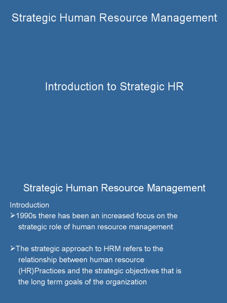 Strategic Human Resource Management Overview | PDF | Human Resource ...