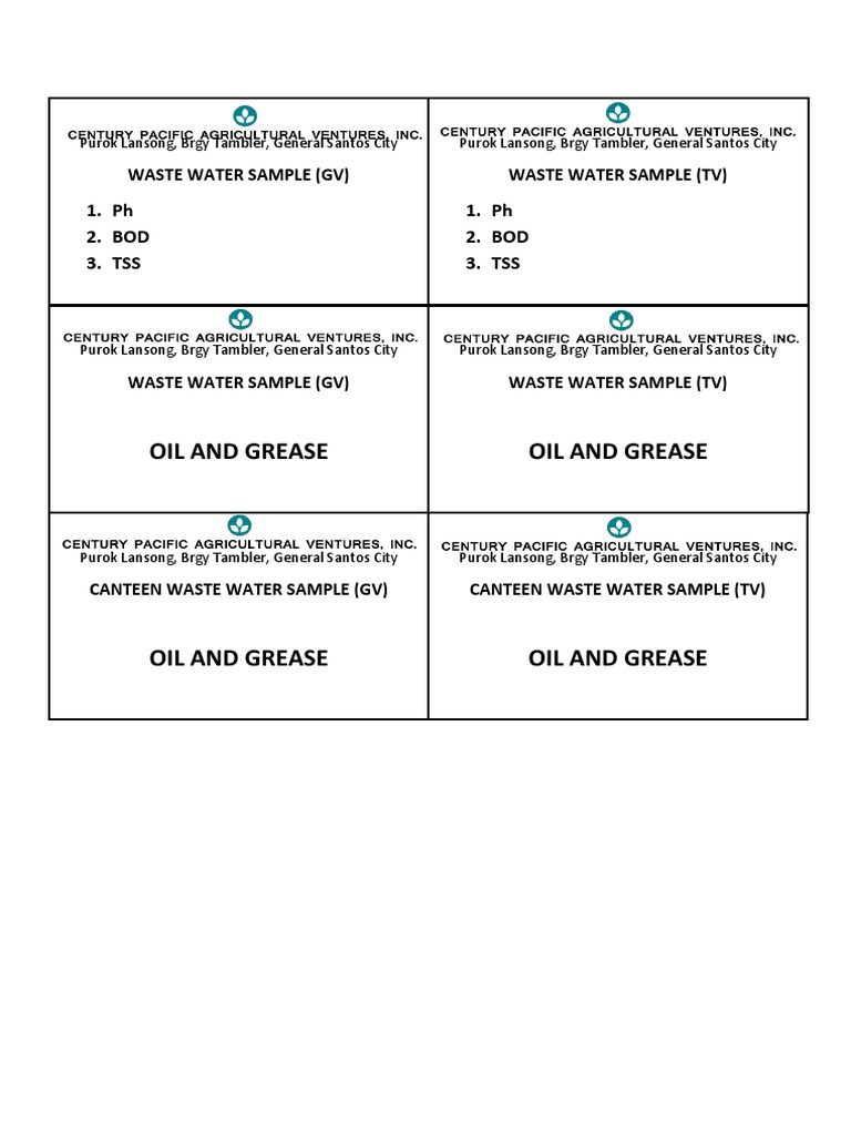 Oil and Grease Oil and Grease 1. PH 2. Bod 3. Tss 1. PH 2. Bod 3. Tss