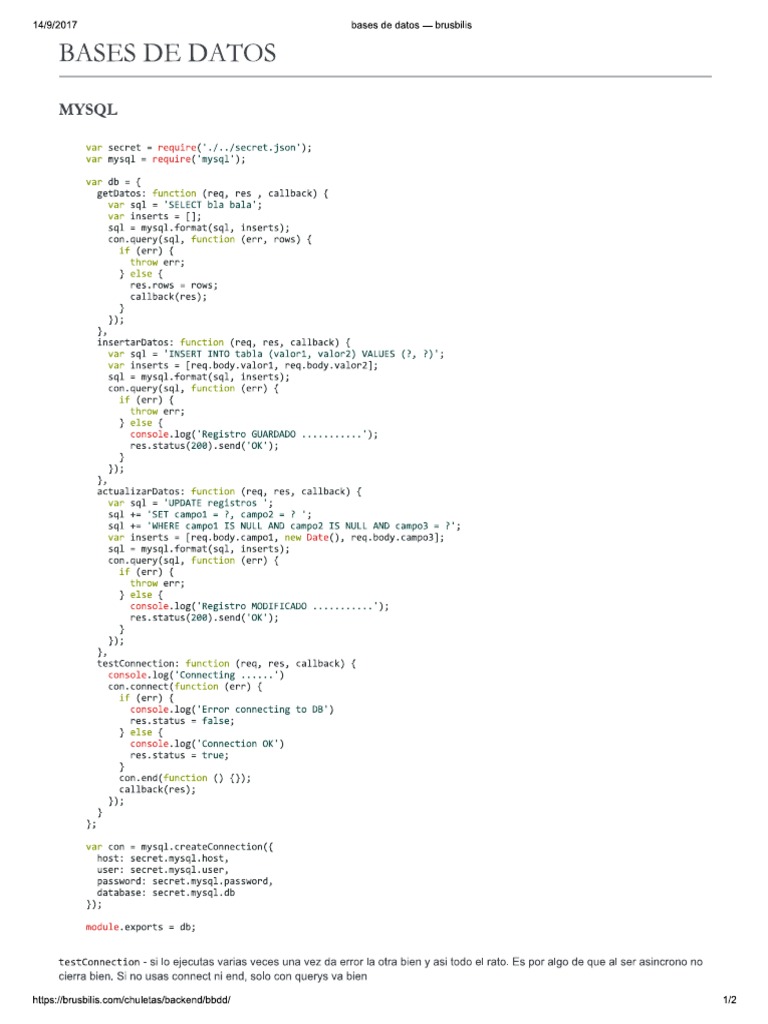 Chuleta Mysql | PDF | SQL