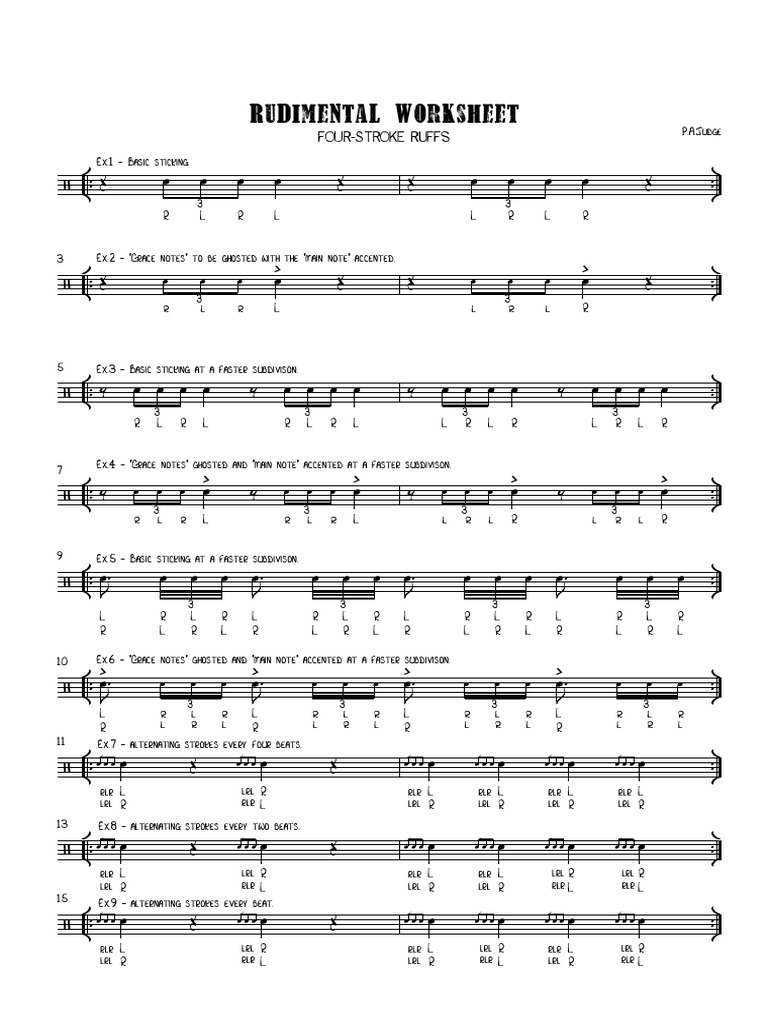 Rudimental Worksheet - Ruffs | PDF
