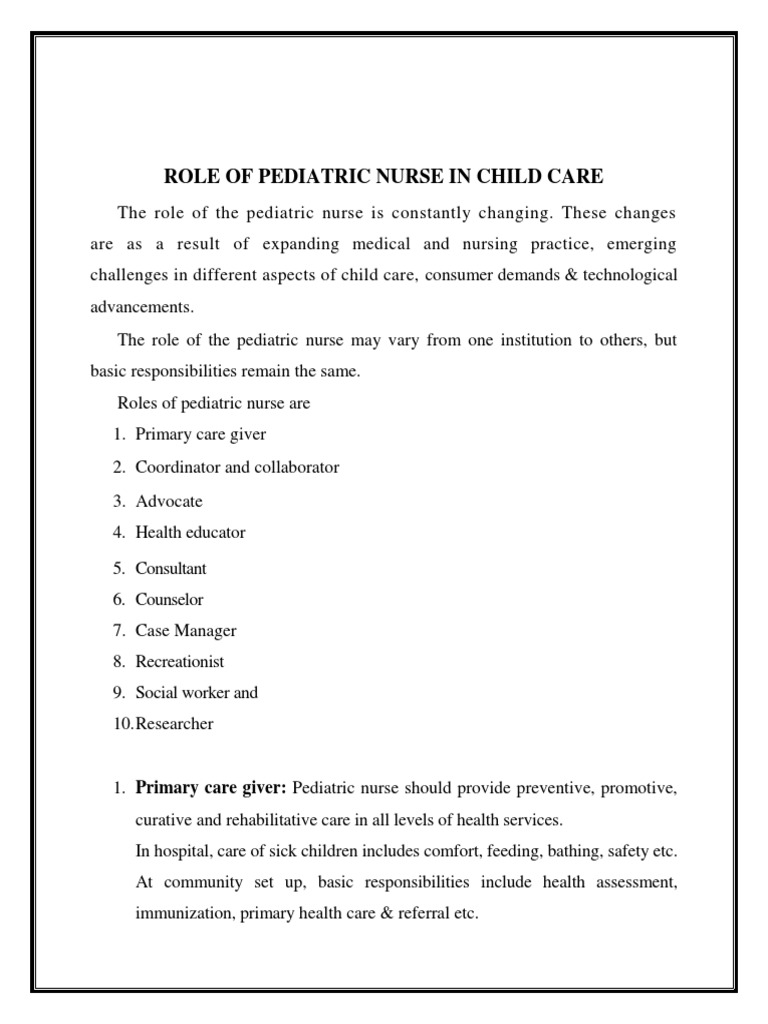 Important Nursing Considerations for Childrens Health