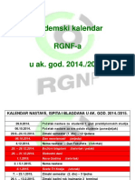 Akademski Kalendar RGNF-a U Ak. God. 2014./2015