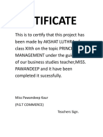 Certificate: Miss Pawandeep Kaur (P.G.T Commerce) Teachers Sign