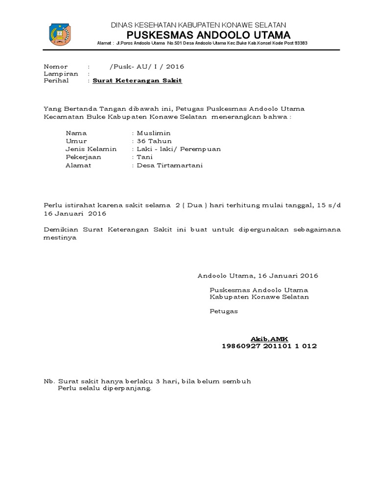 Surat Keterangan Sakit Puskesmas Doc Anti Feixista