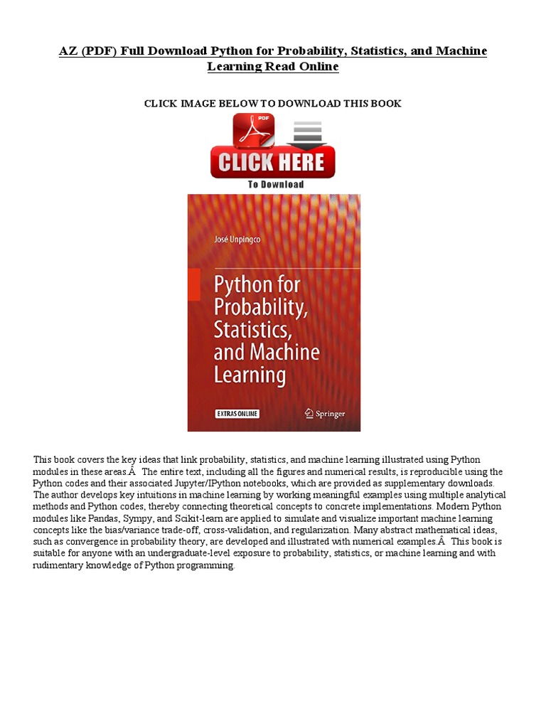 AZ (PDF) Full Download Python For Probability, Statistics, and Machine ...