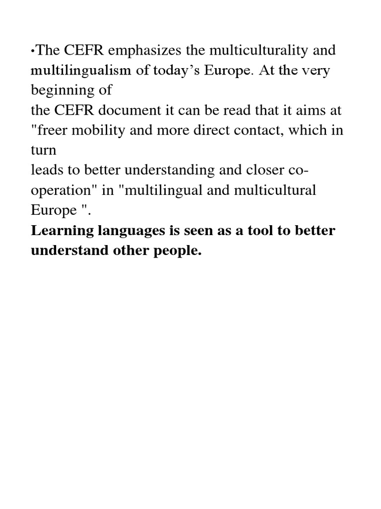 CEFR: Promoting Multilingualism in Europe | PDF | Language Arts ...