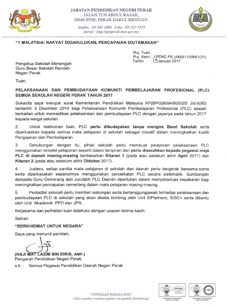 Contoh Surat Plc Di Sekolah