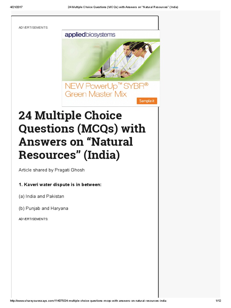 24 Multiple Choice Questions Mcqs With Answers On Natural Resources India Pdf Deforestation Fluoride