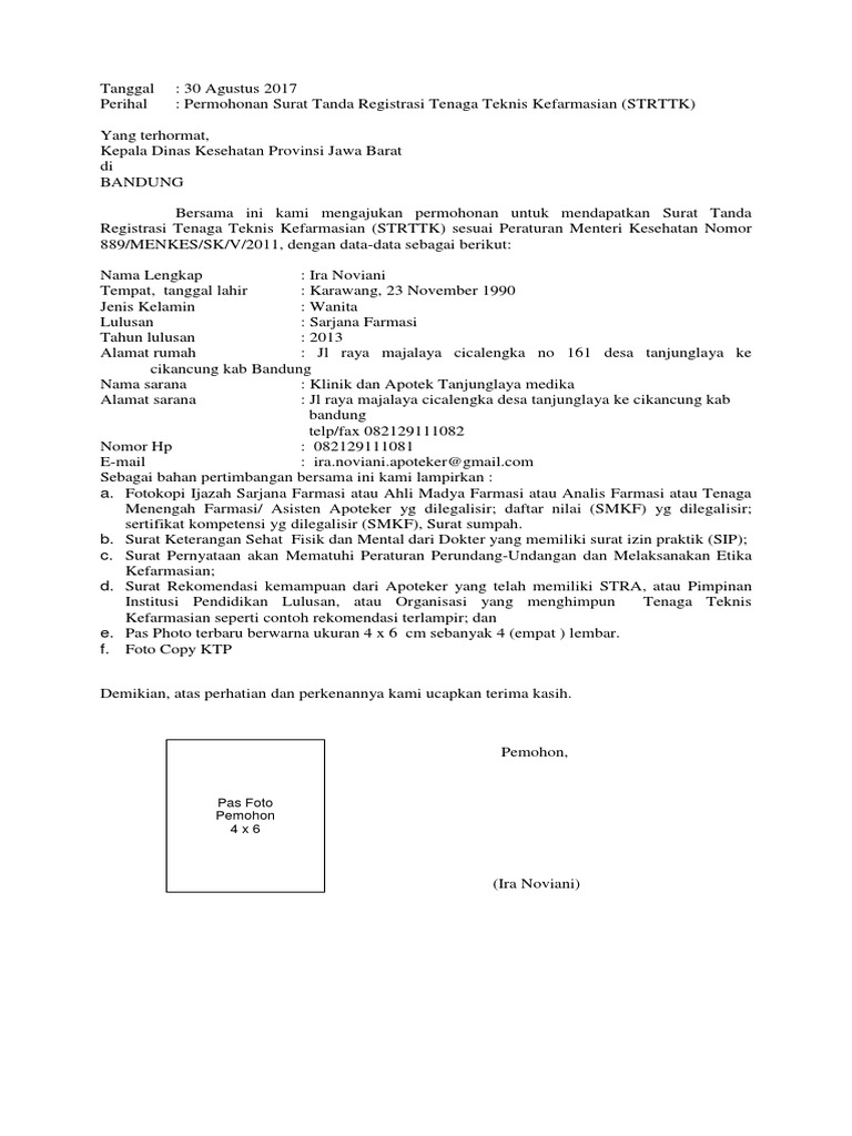 Permohonan STRTTK Tenaga Kefarmasian | PDF