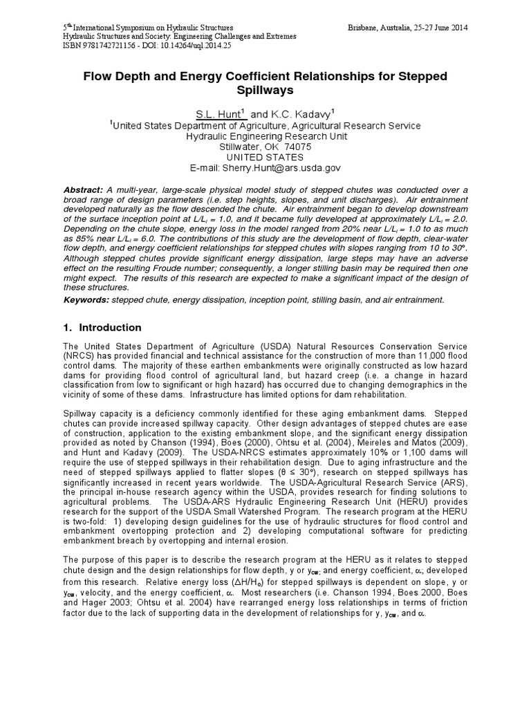 Flow Depth and Energy Relationships for Stepped Spillways | PDF ...