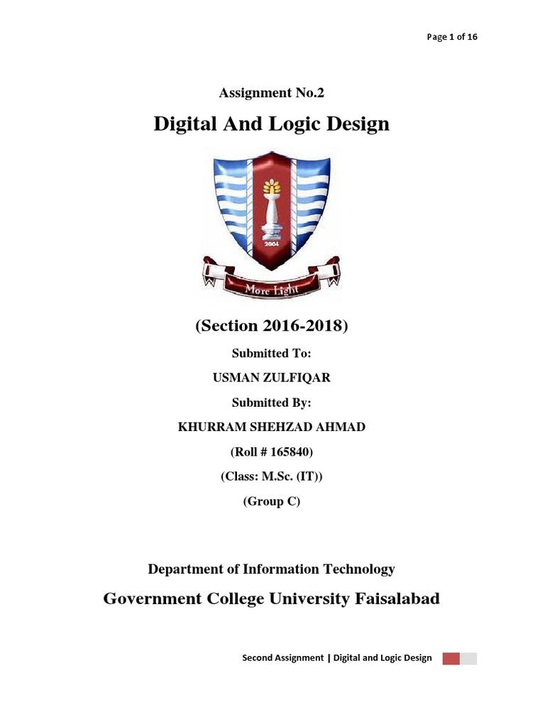 DLD Second Assignment (15-FEB-17) | PDF | Central Processing Unit ...