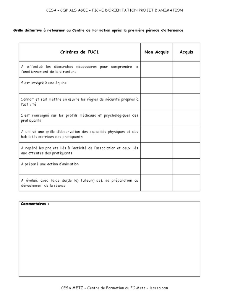 Exemple Projet D Animation Cqp Als Agee
