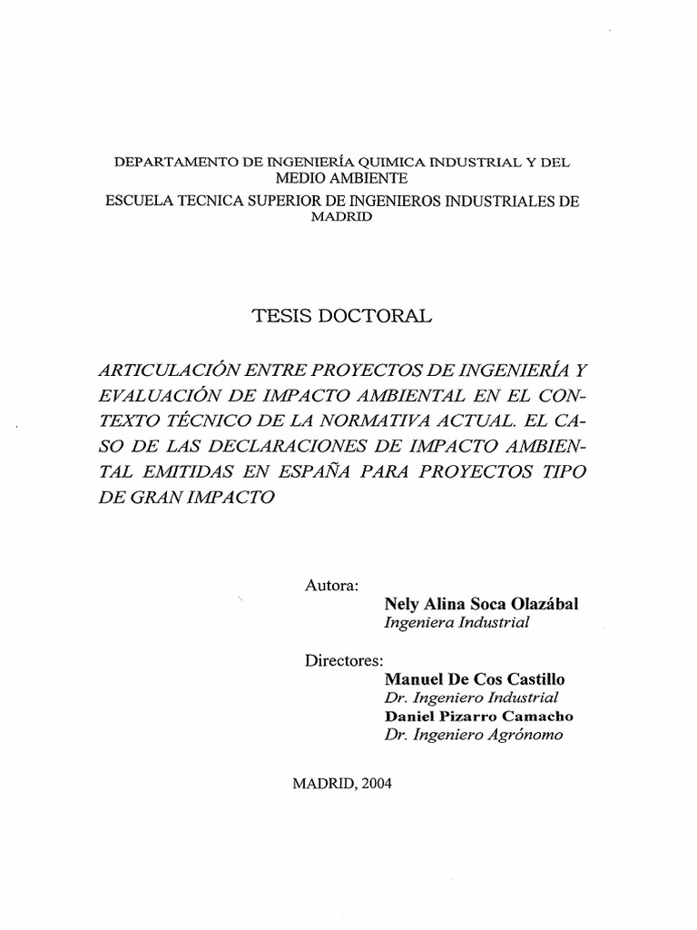 Tesis Impacto Ambiental | PDF | Evaluación de impacto ambiental ...