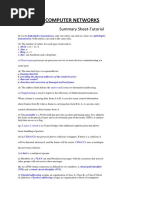 Computer Networks: Summary Sheet-Tutorial