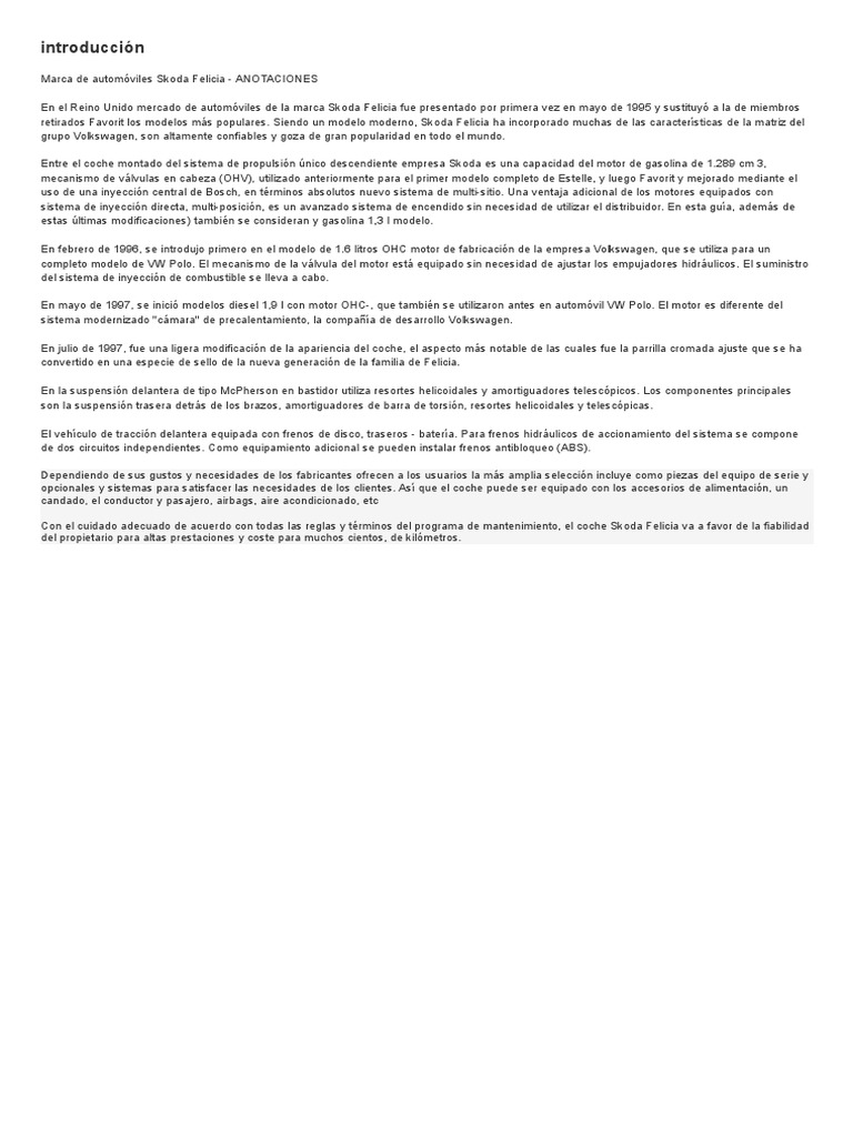 Manual De Taller Skoda Felicia Pdf