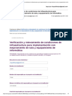 Verificación y Relevamiento de Condiciones de Infraestructura Para Implementación Con Mejoramiento de Sala y Equipamiento de Informática