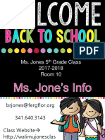 Ms. Jones 5 Grade Class 2017-2018 Room 10