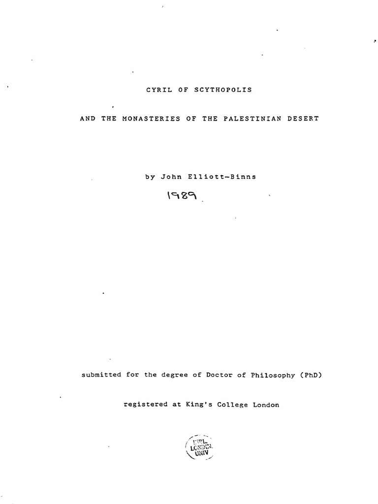 Cyril De Scythopolis Et Les Monasteries Du Desertpdf - 