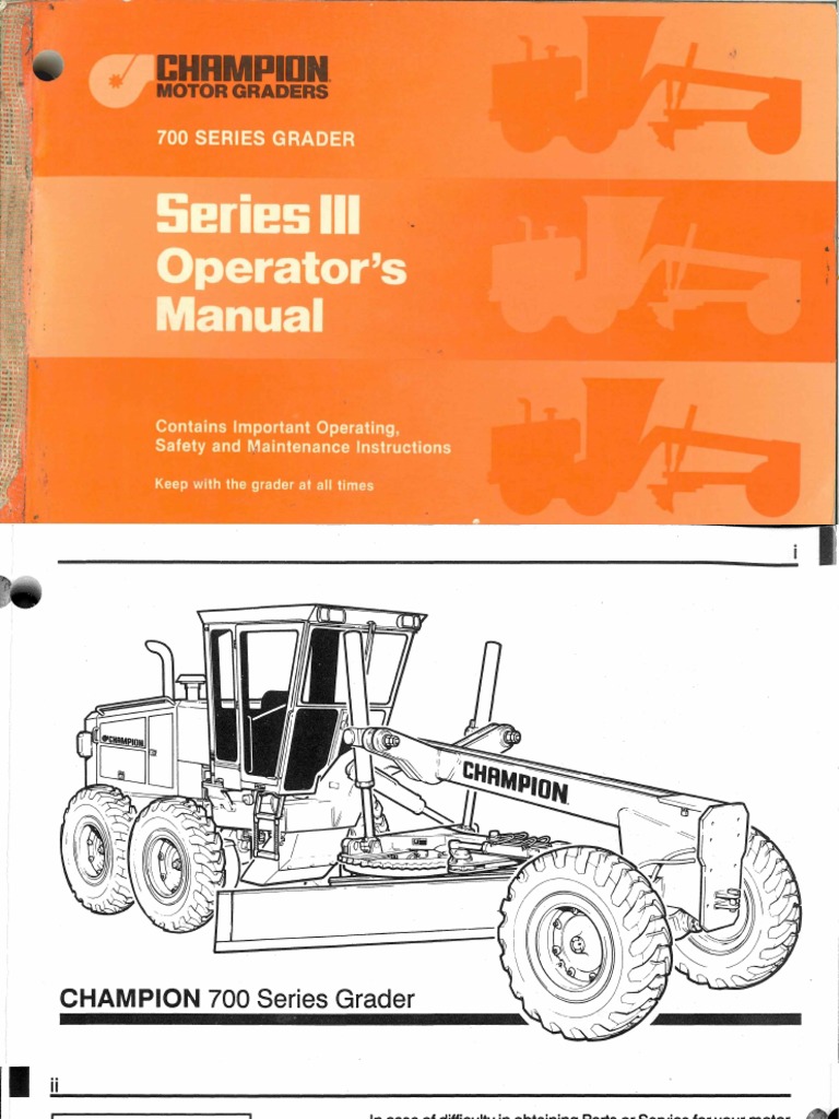 Champion 710a grader manual for sale