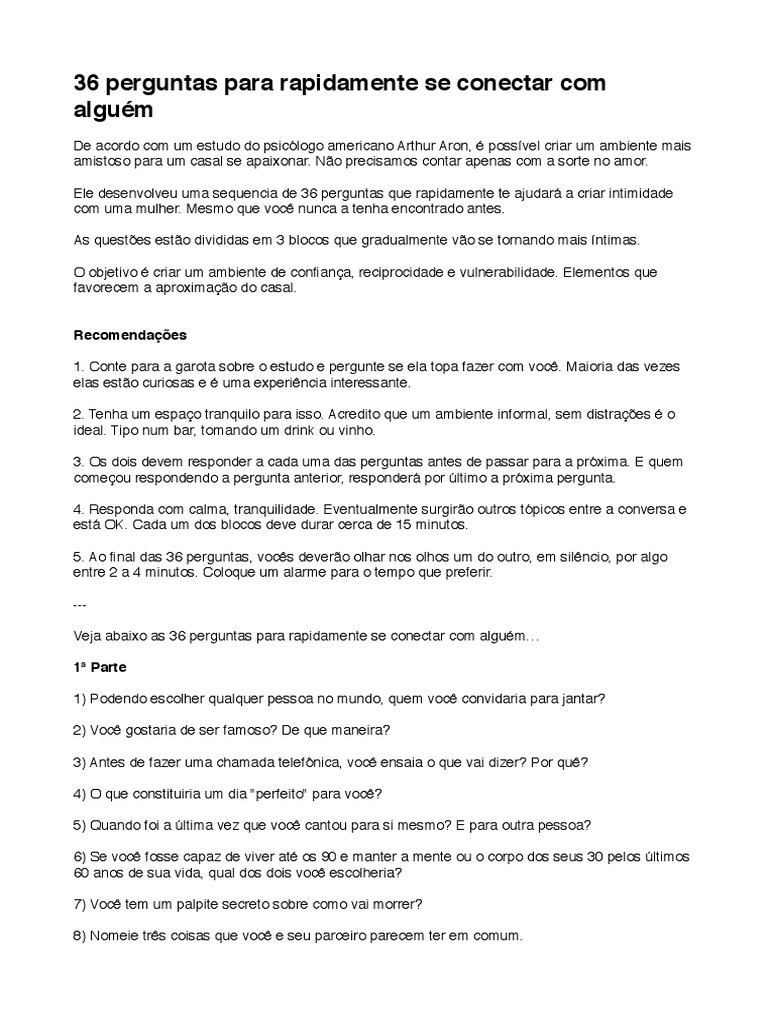 36 perguntas para fazer uma mulher se apaixonar por você [2021]  Perguntas  para casais, Perguntas interessantes, Perguntas para namorado