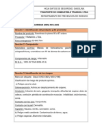 Hoja Datos de Seguridad Gasolina