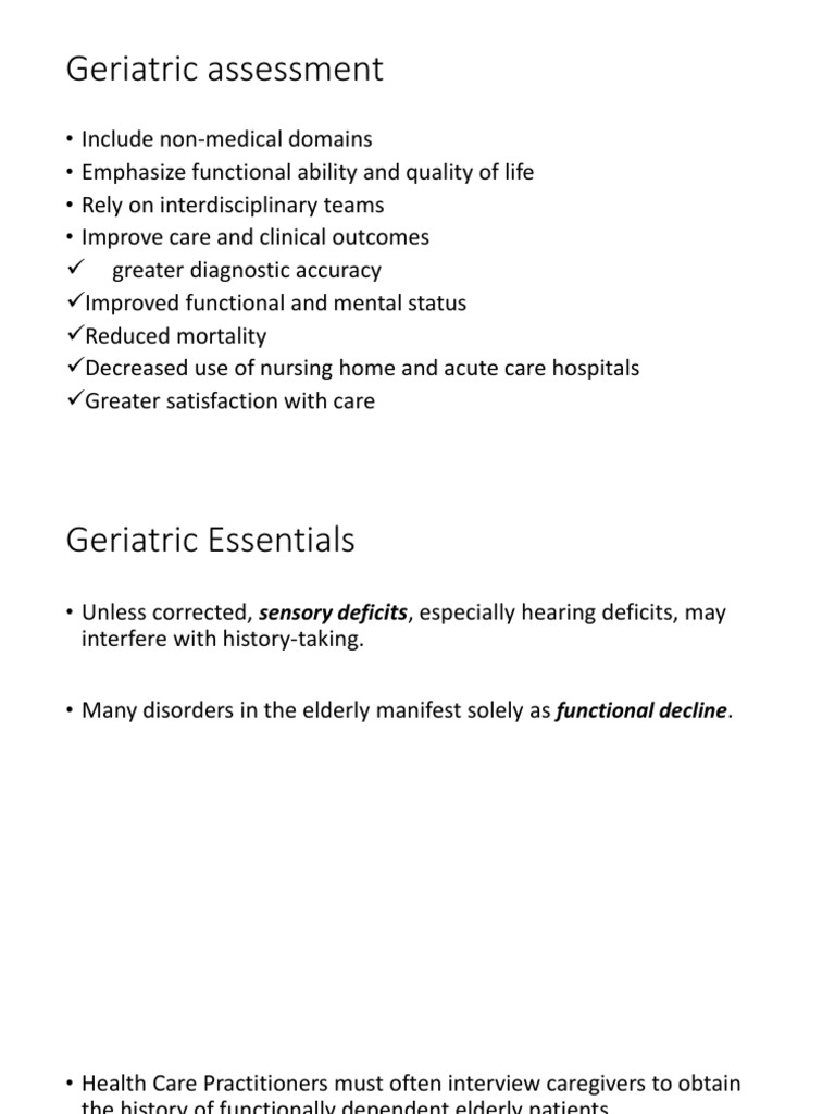 Geriatric History Taking PPT Geriatrics Caregiver