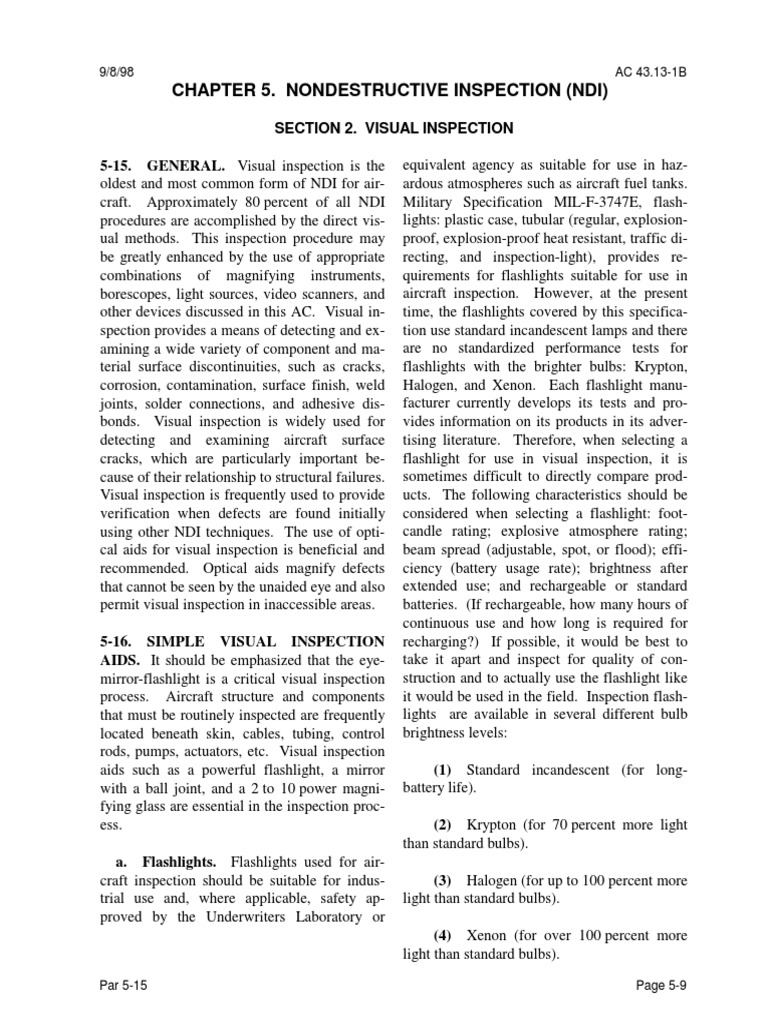 Visual Inspection Tools for Aircraft | PDF | Flashlight | Optics