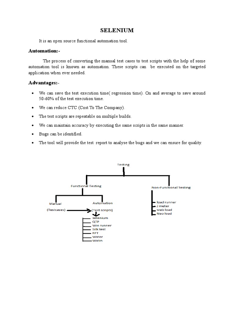 Selenium Automation Tool Overview | PDF | Selenium (Software) | Method ...