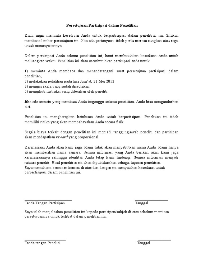 Contoh Informed Consent Penelitian | PDF | Kesehatan Holistik