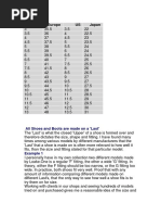 UK Europe US Japan: Shoe Size Chart