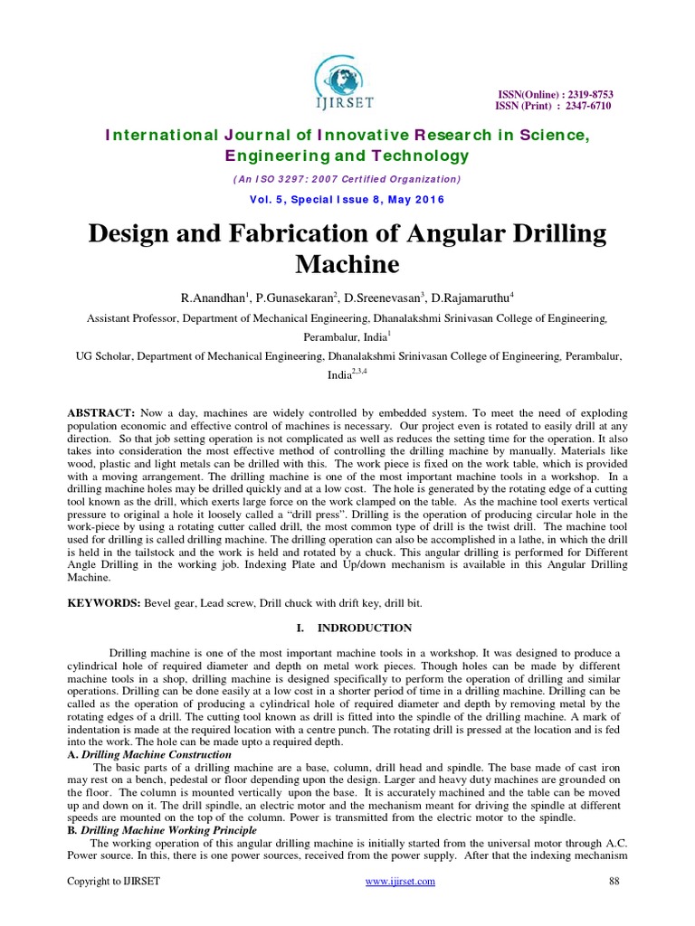 Design and Fabrication of Angular Drilling | PDF | Drilling | Gear