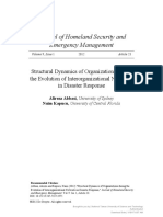 (Journal of Homeland Security and Emergency Management) Structural Dynamics of Organizations During The Evolution of Interorganizational Networks in Disaster Response