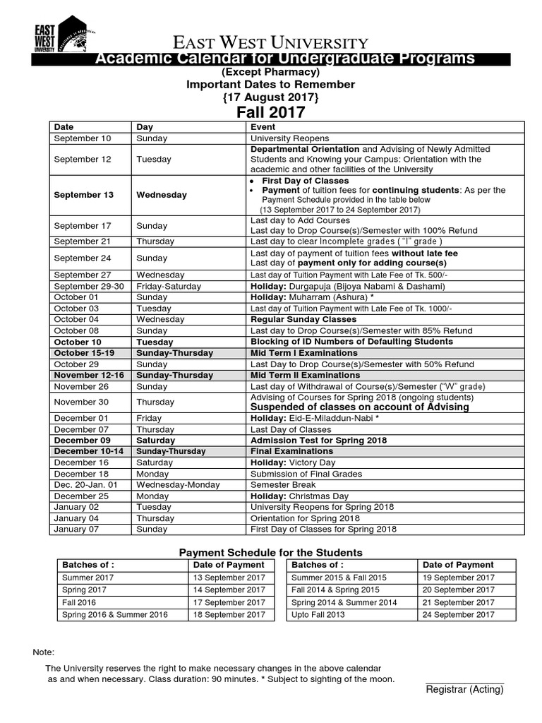Academic Calendar 2017 Fall | Pdf | Academic Term | Academia