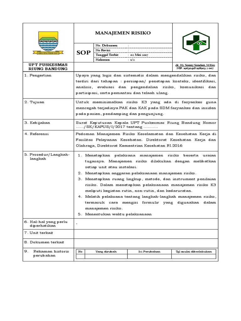 Sop Manajemen Risiko | PDF