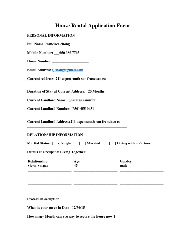 House Rental Application Form Template | PDF | Career & Growth | Law