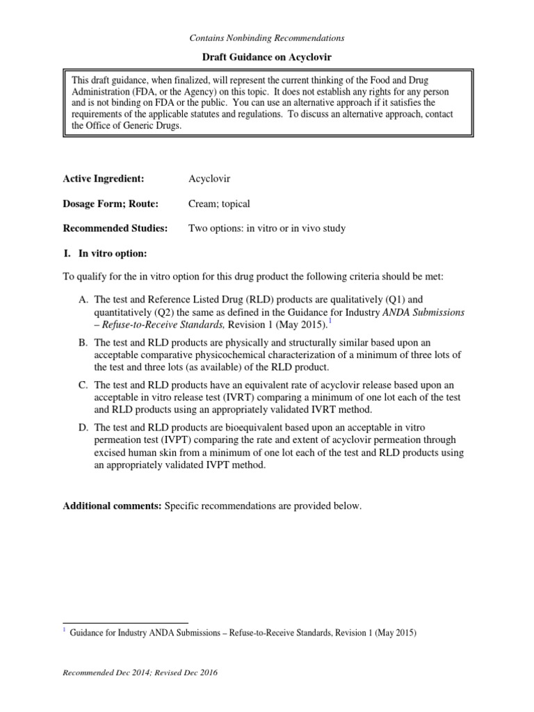 Acyclovir Cream IVRT Guidelines | PDF | Pharmacokinetics | Experiment
