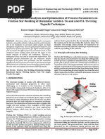 An Experimental Analysis and Optimization of Process Parameters on Friction Stir Welding of Dissimilar AA6061-T6 and AA6951-T6 using Taguchi Technique