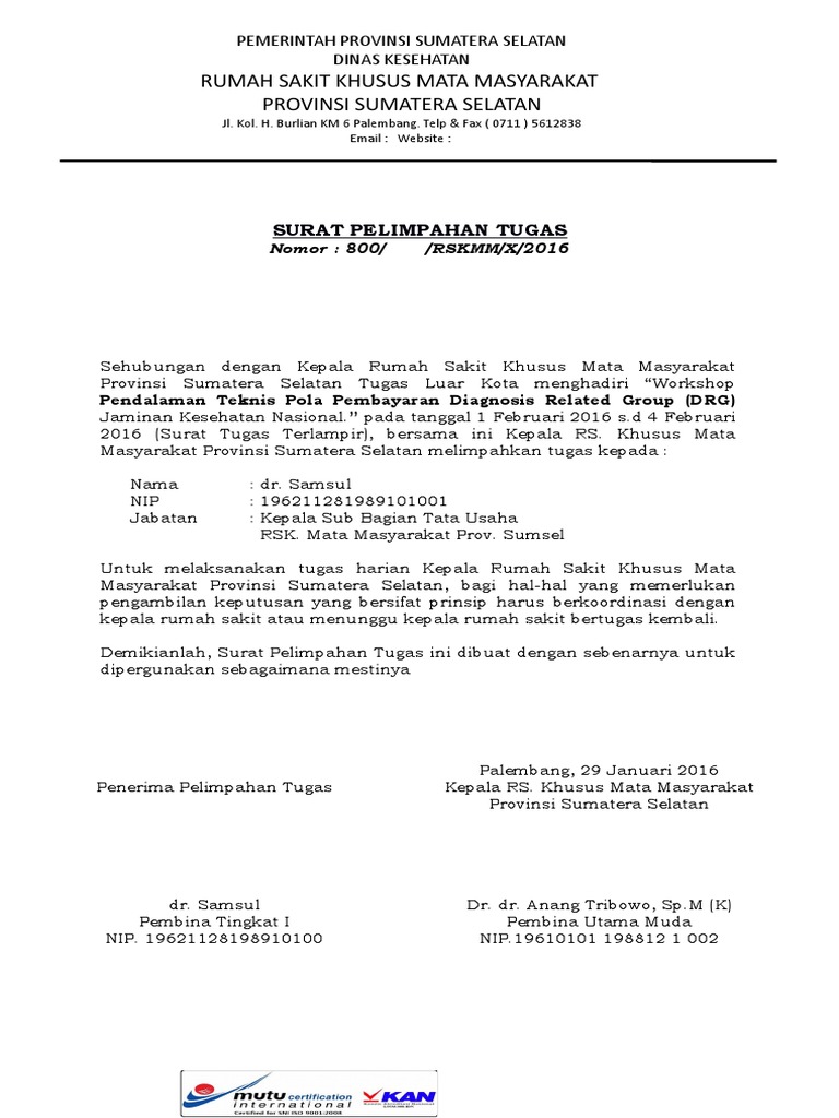 Surat Pelimpahan Tugas
