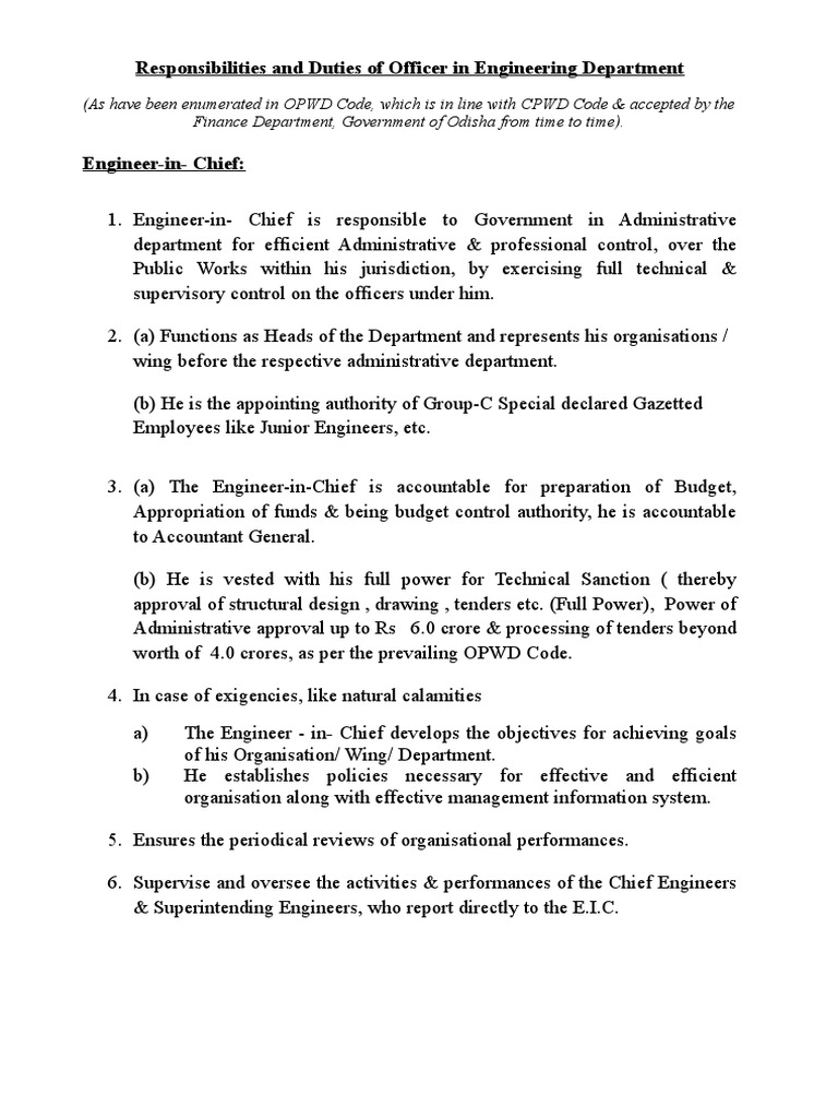 Executive Engineer Roles and Duties | PDF | Engineer | Structural ...