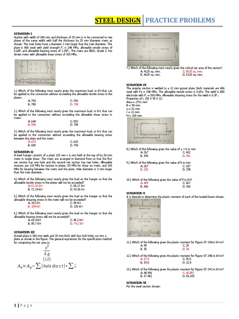 Steel Design Practice Problems | PDF | Beam (Structure) | Mechanics