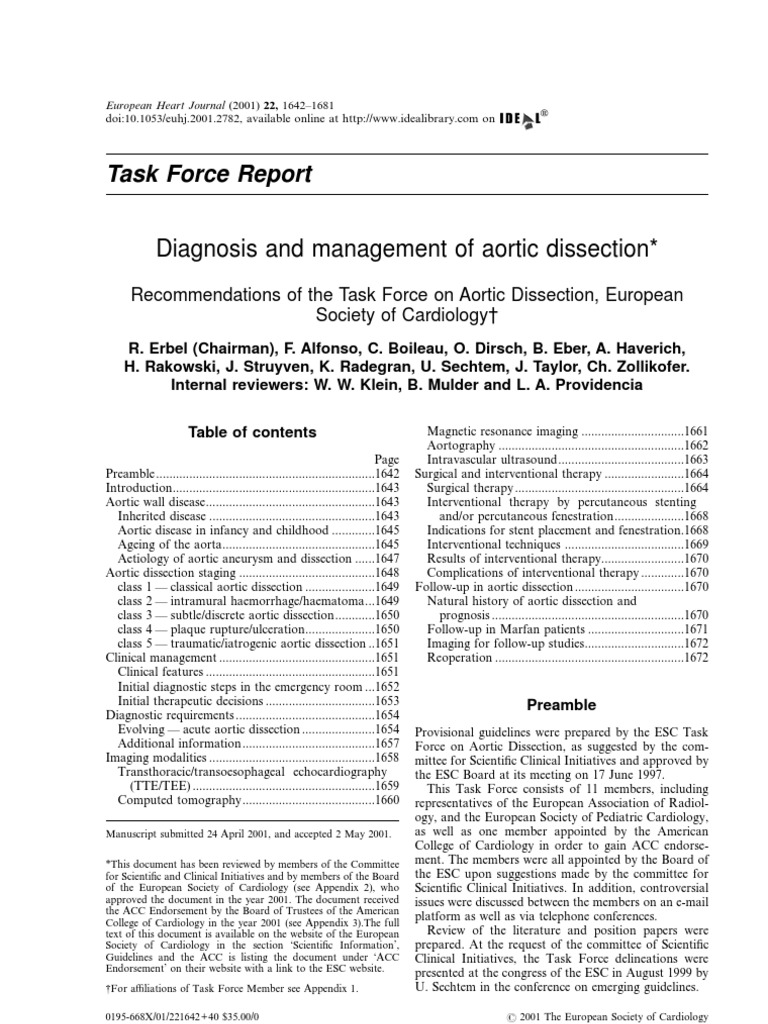Guidelines Aortic Dissection FT | PDF