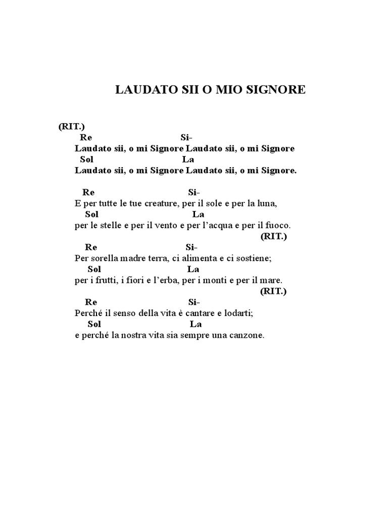 Laudato Sii o Mio Signore