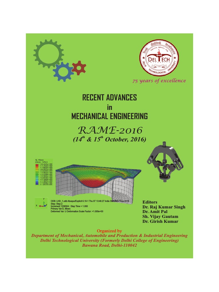 RECENT ADVANCES in MECHANICAL ENGINEERING (RAME-2016) | PDF | Composite ...