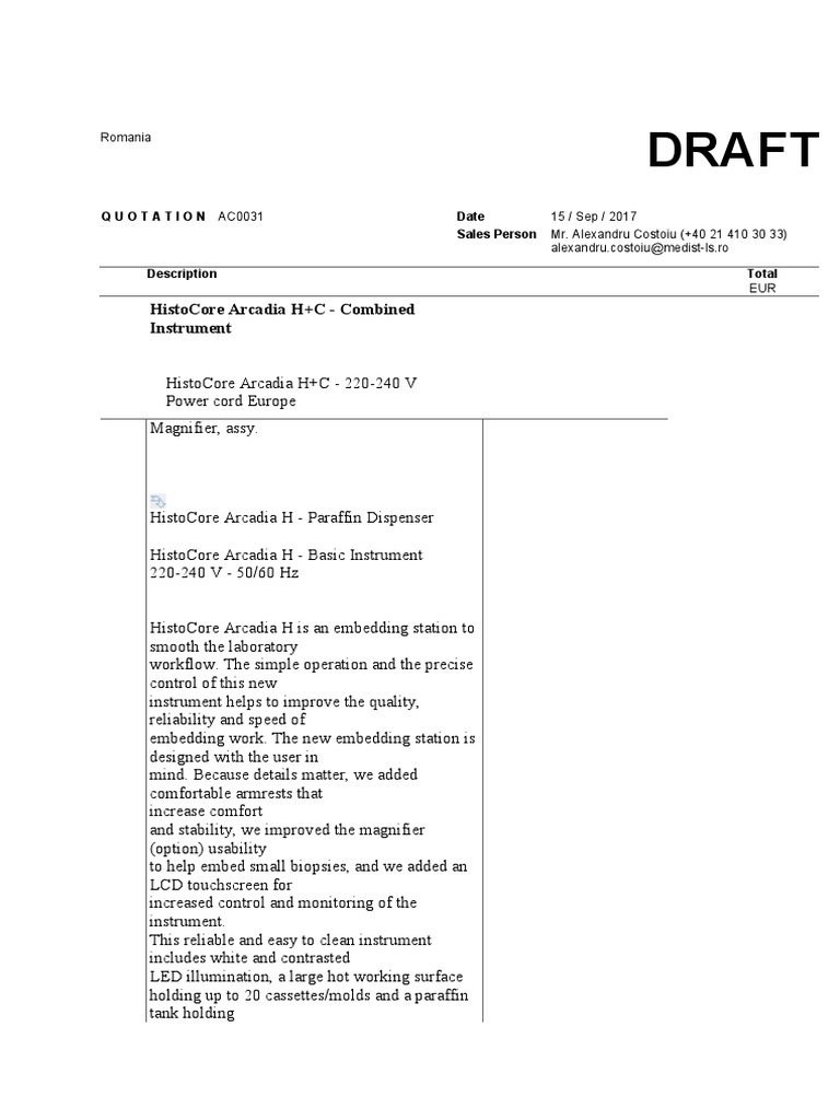 Leica Configuratie Tehnica HistoCore Arcadia H+C AC0031 EN PDF