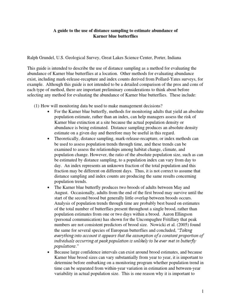 KBBDistanceSamplingGuide11June2008 PDF | PDF | Sampling (Statistics ...