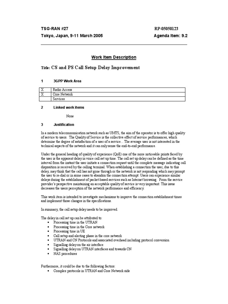 CS and PS Call Setup Delay Improvement PDF | PDF | Quality Of Service ...