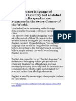 English Is Not Language of Particular Country But A Global Language - Its Speaker Are Available in The Every Corner of The World