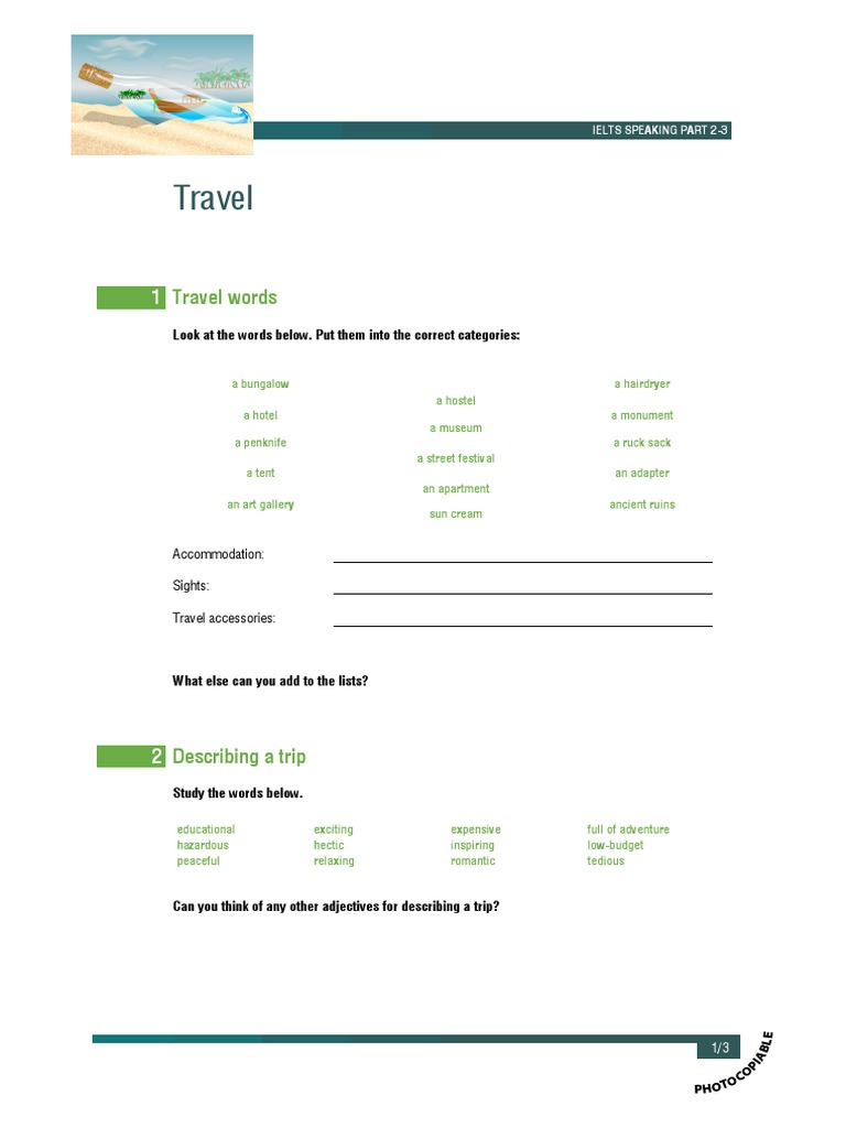 Describing Travel Destinations and Experiences | PDF | Cognitive ...